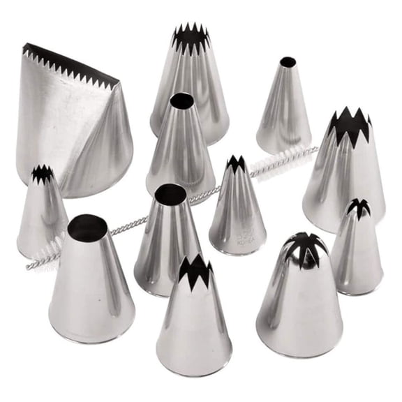Pastry Tips Set 12-Piece, Stainless Steel Icing Nozzles Kit