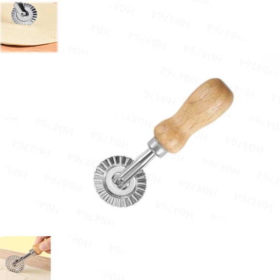 Pastry Wheel Cutter Aluminum Alloy Pastry Cutting Wheel with Ergonomic Wooden Handle Multipurpose Dough Cutting Roller for Baking Pastry Dumpling Wrapper Pizza Pasta,A,1PCS
