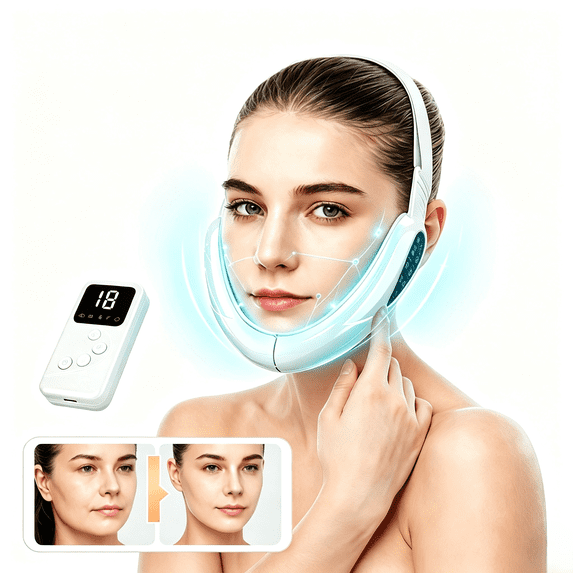 Pastsky Face Massager with 5 Modes, V-Face Sculpting Tool with 15 Level Intensities, Foldable Double Chin Reducer for Skin Care & Wrinkle Removal, White