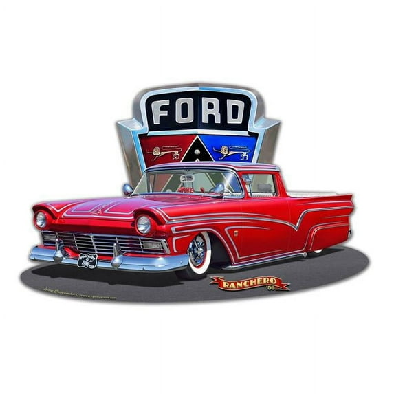 Pasttime Signs 16 x 10 in. 1956 Ford Ranchero Crest Metal Sign