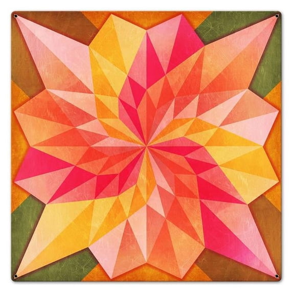 Pasttime Signs  24 x 24 in. Rose Dahila Quilt Vintage Metal Sign