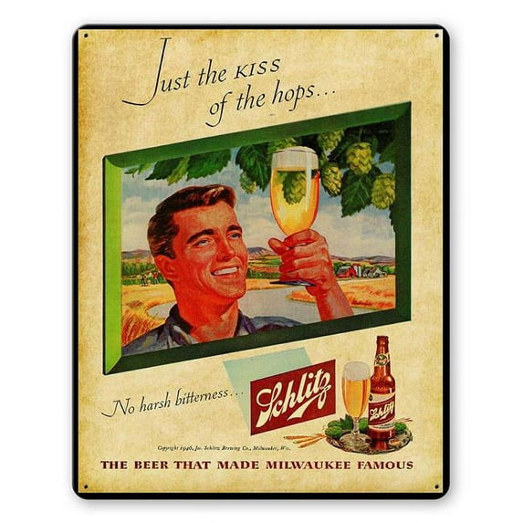 Pasttime Signs AMI153 15 x 12 in. Schlitz Beer Vintage Metal Sign