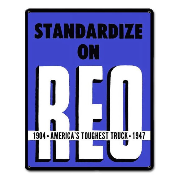 Pasttime Signs AMI219 12 x 15 in. REO Standardize Truck Vintage Metal Sign