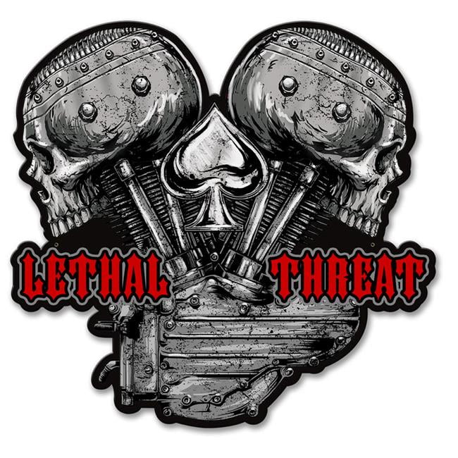 Pasttime Signs LETH202 21 x 19 in. LETH202 Lethal Threat V Twin Skulls ...