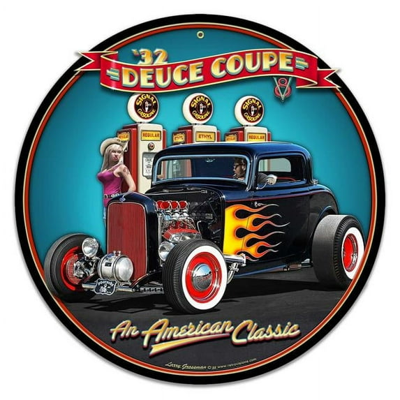 Pasttime Signs LGC367 16 x 16 in. 1932 Deuce Coupe Fill-up Metal Sign