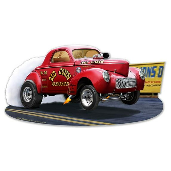 Pasttime Signs LGC408 18 x 9 in. LGC408 1941 Mazmanian Willys Gasser Metal Sign
