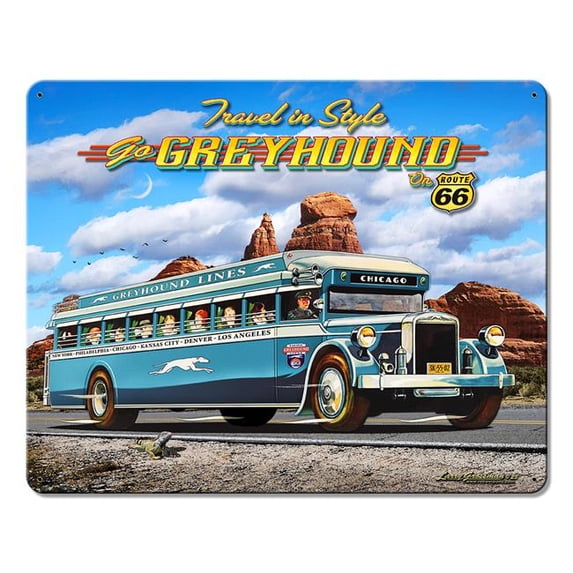 Pasttime Signs LGC461 15 x 12 in. LGC461 1930s Greyhound Bus Metal Sign