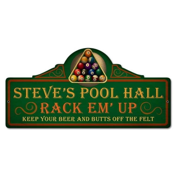 Pasttime Signs PSB102 26 x 13 in. Pool Hall - Personalized Sign