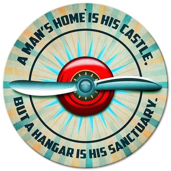Pasttime Signs PTSB314 14 x 14 in. Mans Hangar Vintage Sign