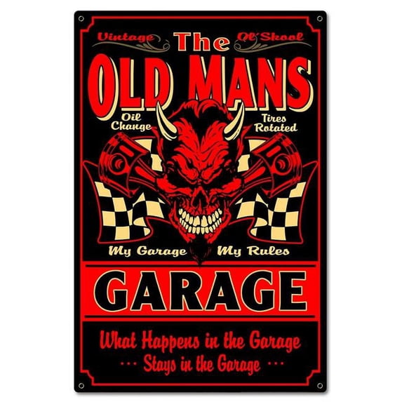 Pasttime Signs SM828 16 x 24 in. Old Mans Garage Metal Sign