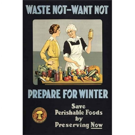 Pasttime Signs Waste Not Want Not Vintage Metal Sign