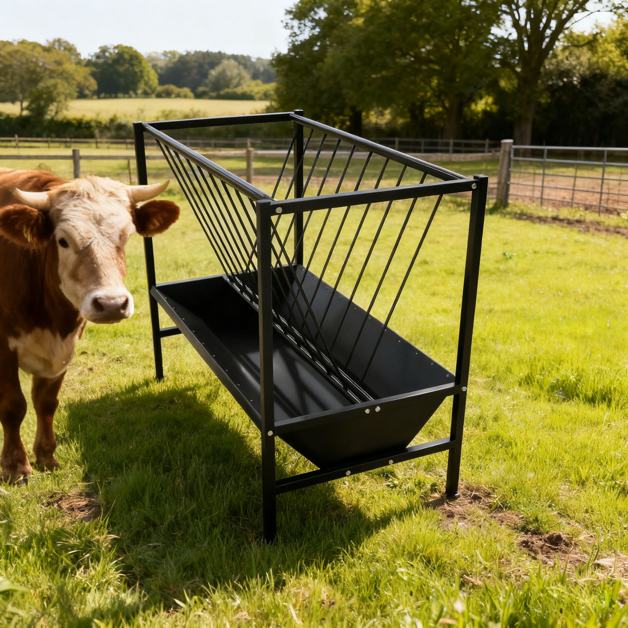 Pasture Hay Feeder 70 Gallon, Galvanized Metal Hay Grain Livestock ...