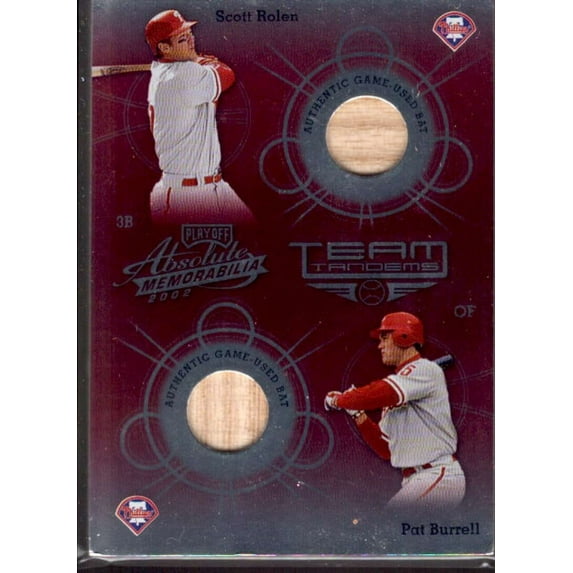 Pat Burrell Bat/Rolen Bat 2002 Absolute Memorabilia Team Tandems Material #TT23