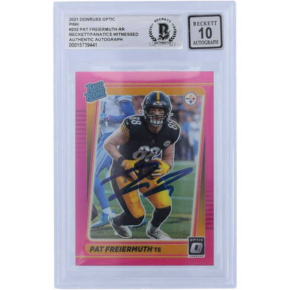 Pat Freiermuth Pittsburgh Steelers Autographed 2021 Panini Donruss Optic Pink #232 Beckett Fanatics Witnessed Authenticated 10 Rookie Card - Fanatics Authentic Certified