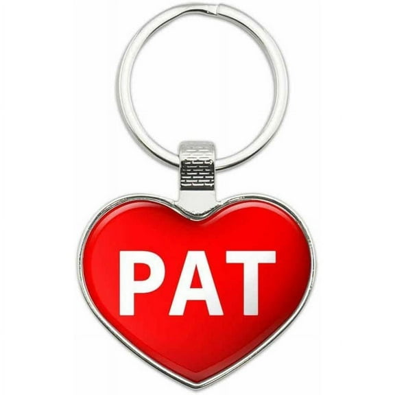 Pat - Names Male Metal Heart Keychain Key Chain Ring, Multiple Colors Available