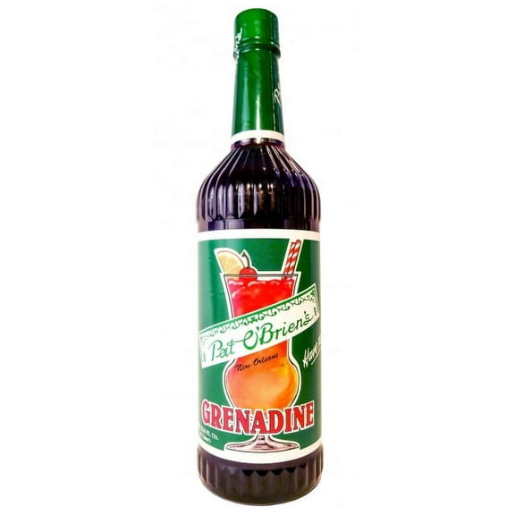 Pat OBriens Grenadine Cocktail Mixer, 33.8 fl oz  Sweet Red Syrup for Beverages and Drink Recipes  Non-Alcoholic