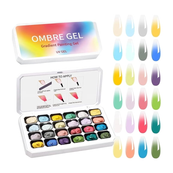 24 Colors 50ml Pat Pat Gel Nail Kit, Solid Gradient Painting Gel with Sponge, High Pigment Blending for Home Salon Manicure, DIY Sponge Effect(wwx)
