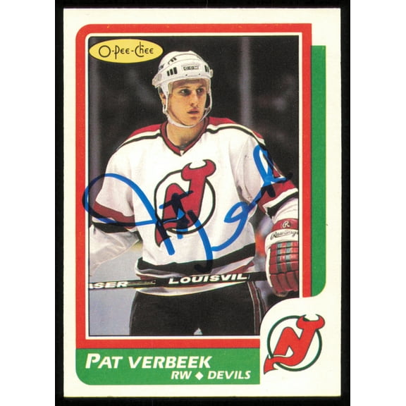 Pat Verbeek Autographed 1986-87 O-Pee-Chee Card #46 New Jersey Devils SKU #254727