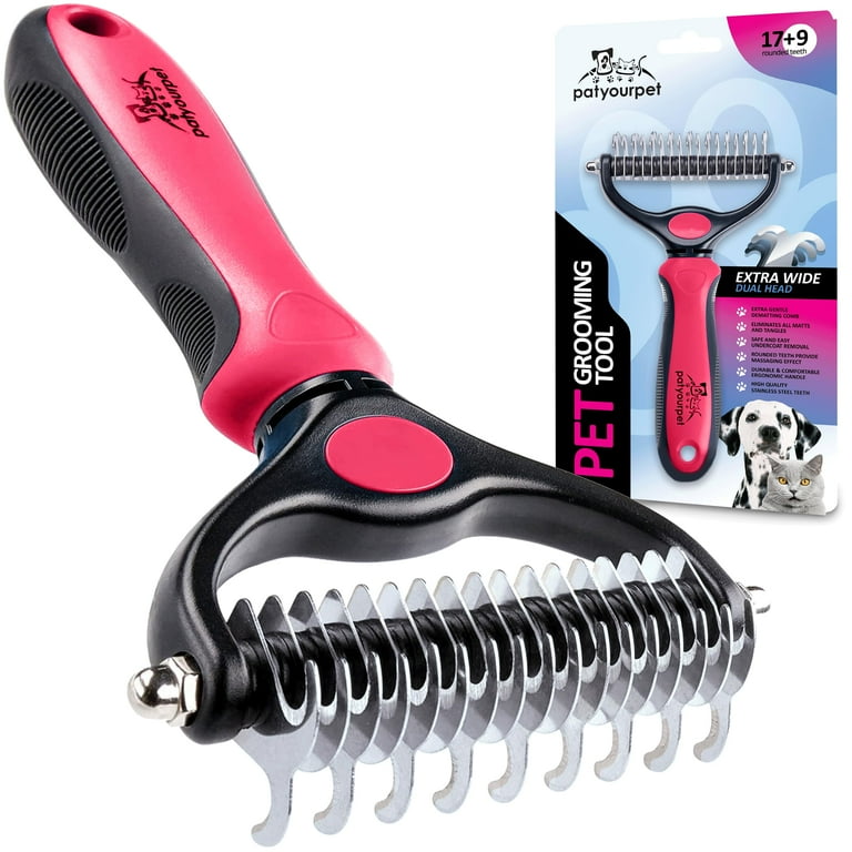 Pat Your Pet Deshedding Brush Double-Sided Undercoat Rake for