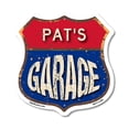 thumbnail image 1 of Pat's Garage 6 inch X 6 inch Shield Shaped Commercial Grade Plastic Sign Weather Resistant, UV Protected To last, Gift for Dads and Uncles Classic Americana Crafted in the USA, 1 of 6