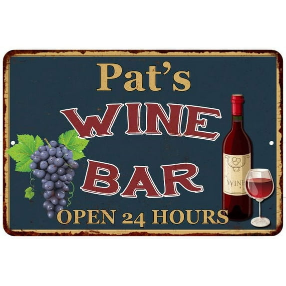 Pat's Green Wine Bar Wall Décor Kitchen Gift 12x18 Metal 112180043020