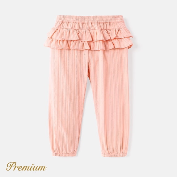 PatPat 100% Cotton Toddler Girl Ruffle Elasticized Pants, 2 Years