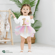 PATPAT 2pcs Baby Girl Naia Sweet Letter Patten Mesh Ruffle Romper Set