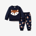 thumbnail image 1 of PatPat 2pcs Cartoon Fox Pattern Navy Baby Long-sleeve Cotton Pullover and Pants Set Navy Size 6-9 Months, 1 of 12