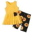 thumbnail image 1 of PatPat 2pcs Kid Girl Bowknot Design Sleeveless Tee and Floral Print Leggings Shorts Set, 1 of 6