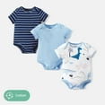 thumbnail image 1 of PatPat Baby Boy Clothes 3-Pack Baby Rompers Dinosaur Solid Color Short Sleeve Cotton Romper, 中性宝宝0-3月, 1 of 8