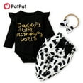 PatPat 3pcs Infant Onesie Outfit Set Baby Girls' Holy Cow Long Sleeve