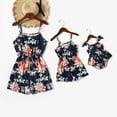 thumbnail image 1 of PatPat All Over Floral Blue Spaghetti Strap Romper Shorts for Mom and Me,Sizes Girl-Women,One-Piece, Girl Jumpsuits, 1 of 3