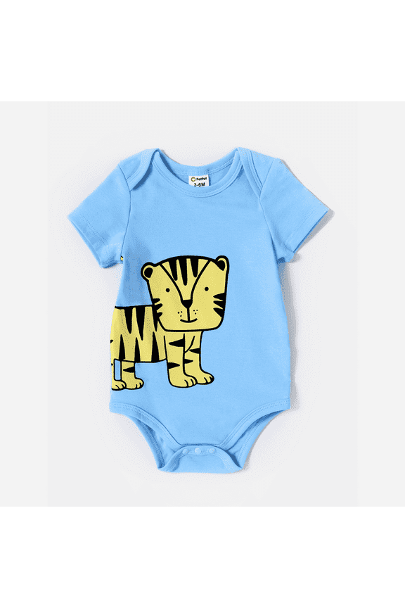 Baby Boy/Girl Childlike Giraffe/Lion/Crocodile Pattern Bodysuit Blue 9-12 Months