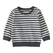 PatPat Baby Boy/Girl Solid/Striped Crewneck Long-sleeve Pullover Sweatshirt