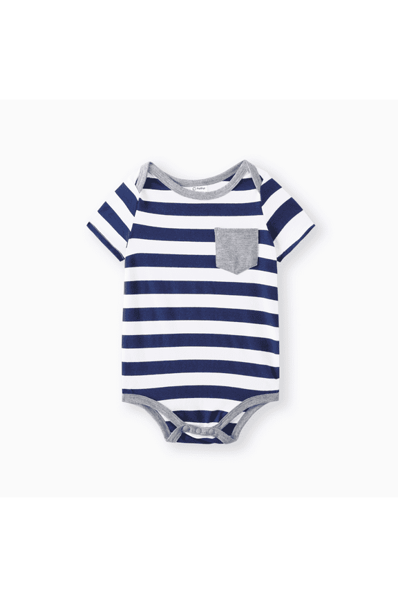 Baby Boy/Girl Clothes Stars/Striped Short-sleeve Bodysuit Blue 0-3 Months