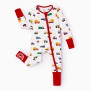 PatPat Baby Boy Pajamas Viscose from Bamboo 2-Way Zip Fold-Over Foot Cuffs 2Pack Baby Sleepers