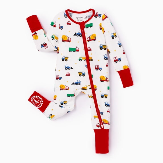 PatPat Baby Boy Pajamas Viscose from Bamboo 2-Way Zip Fold-Over Foot Cuffs 2Pack Baby Sleepers