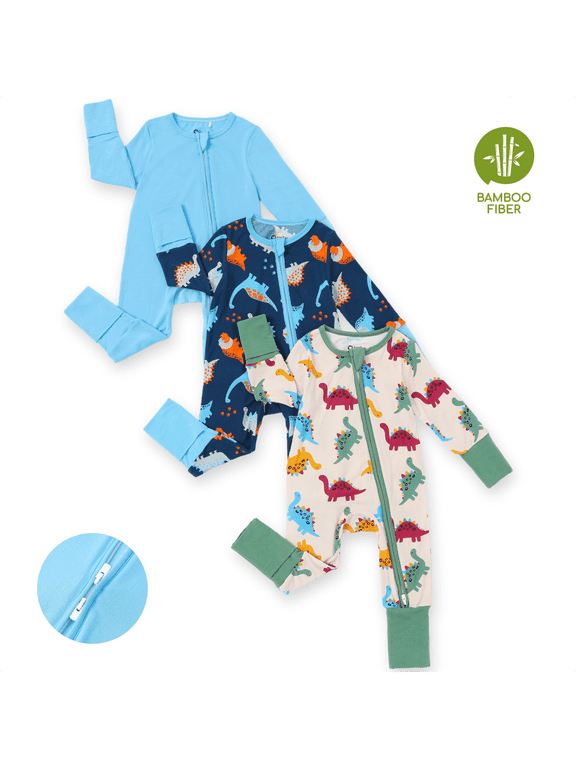 Baby Boy Clothes Bamboo Viscose Snug Fit Baby Sleepers 2-Way Zipper Dinosaur Baby Pajamas Jumpsuits Outfit Gift for Baby 12-18M
