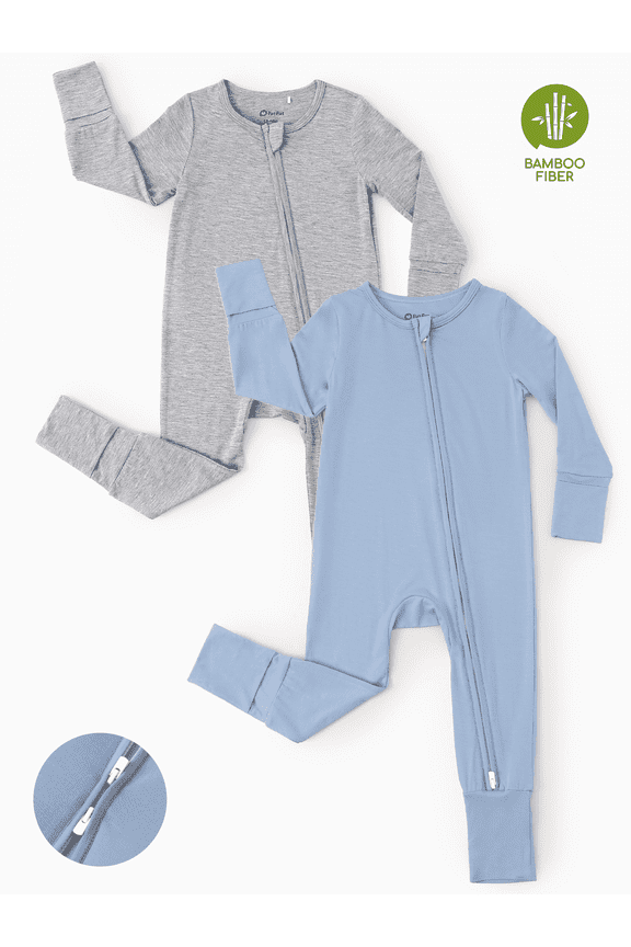 Baby Boy Clothes Bamboo Viscose Snug Fit Sleepers 2-Way Zipper Sleep N Play Footie Romper Soft Baby Pajamas Bodysuit for Baby Boy 18-24M