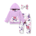 thumbnail image 1 of PatPat Baby Clothes for Girls Long-sleeve Floral Hoodie Pants and Headband Set,9-12 Months, 1 of 15