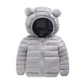 thumbnail image 1 of PatPat Baby Coat Toddler Boys Girls Winter Jackets Stylish 3D Ear Print Solid Hooded Coats, Grey, 18-24 Months, 1 of 7