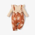 thumbnail image 1 of PatPat Baby Girl Bow Front Plant Print Rib-knit Panel 2 In 1 Jumpsuit, 1 of 5