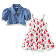 thumbnail image 1 of PatPat Baby Girl Clothes Cooling Denim Cardigan and Strawberry Girl Dress Summer Outfits Set, 18-24 Months, 1 of 8