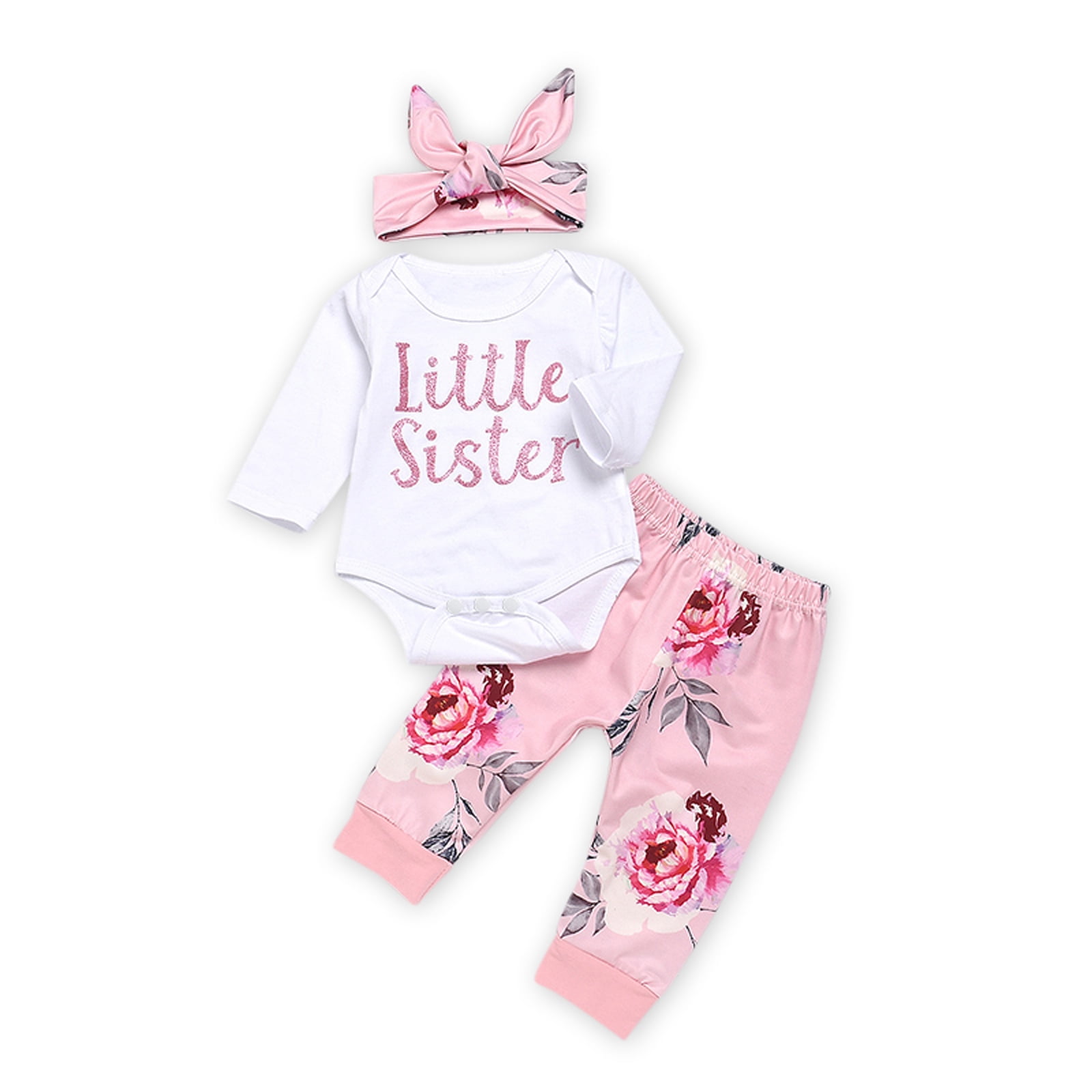 PatPat Baby Girl Clothes Cotton Long Sleeve Letter Romper and Pants