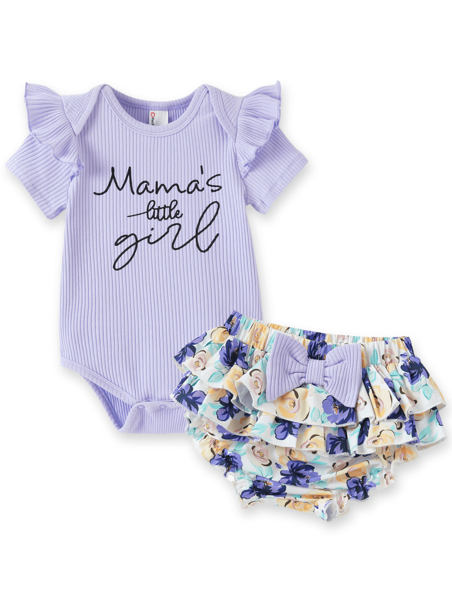 Baby Girl Clothes Purple Ruffle Bodysuit Set Baby Gifts Baby Clothes for Girls with Baby Headbands Newborn Gift 0-3 Months