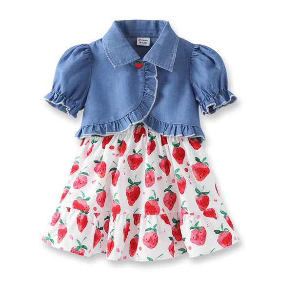 PatPat Baby Girl Cooling Denim Cardigan and Dress Summer Outfit Set (Toddler), 2-Piece Set