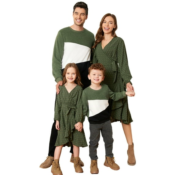 PatPat Baby Girl Dress Family Matching Outfits Dresses for Baby, Army green