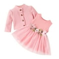 thumbnail image 1 of PatPat Baby Girl Dresses Long Sleeve Jacket and Floral Decor Mesh Panel Tank Dress Set, 3-6 Months, 1 of 9