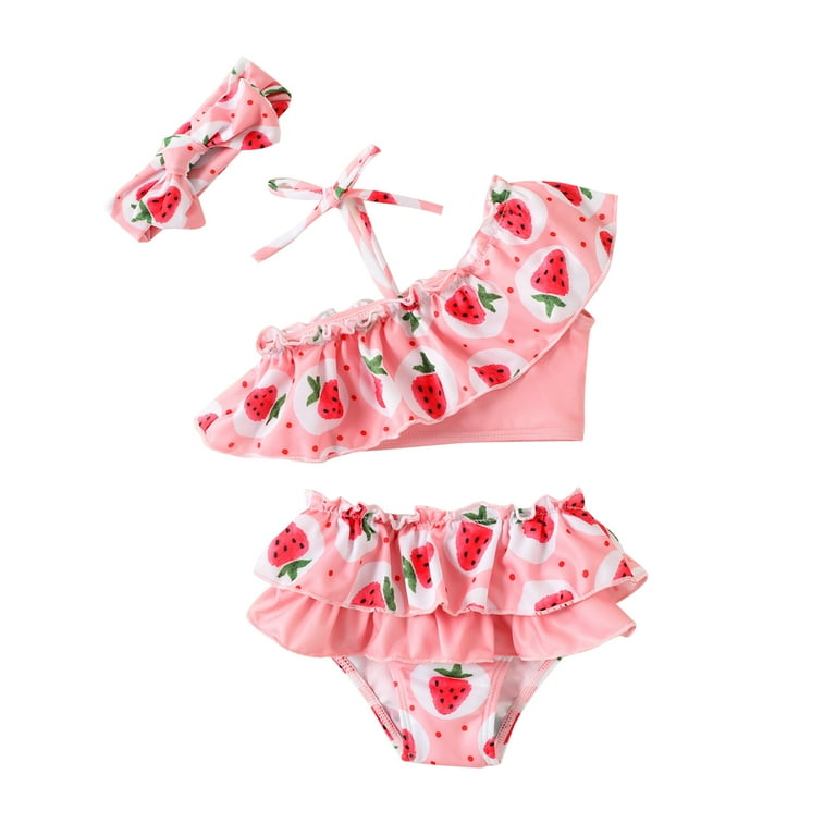 Floral Print on Blush Ruffle-trimmed Swim Set (2 pcs.) Floral Print on Blush Ruffle-trimmed Swim Set (2 pcs.)