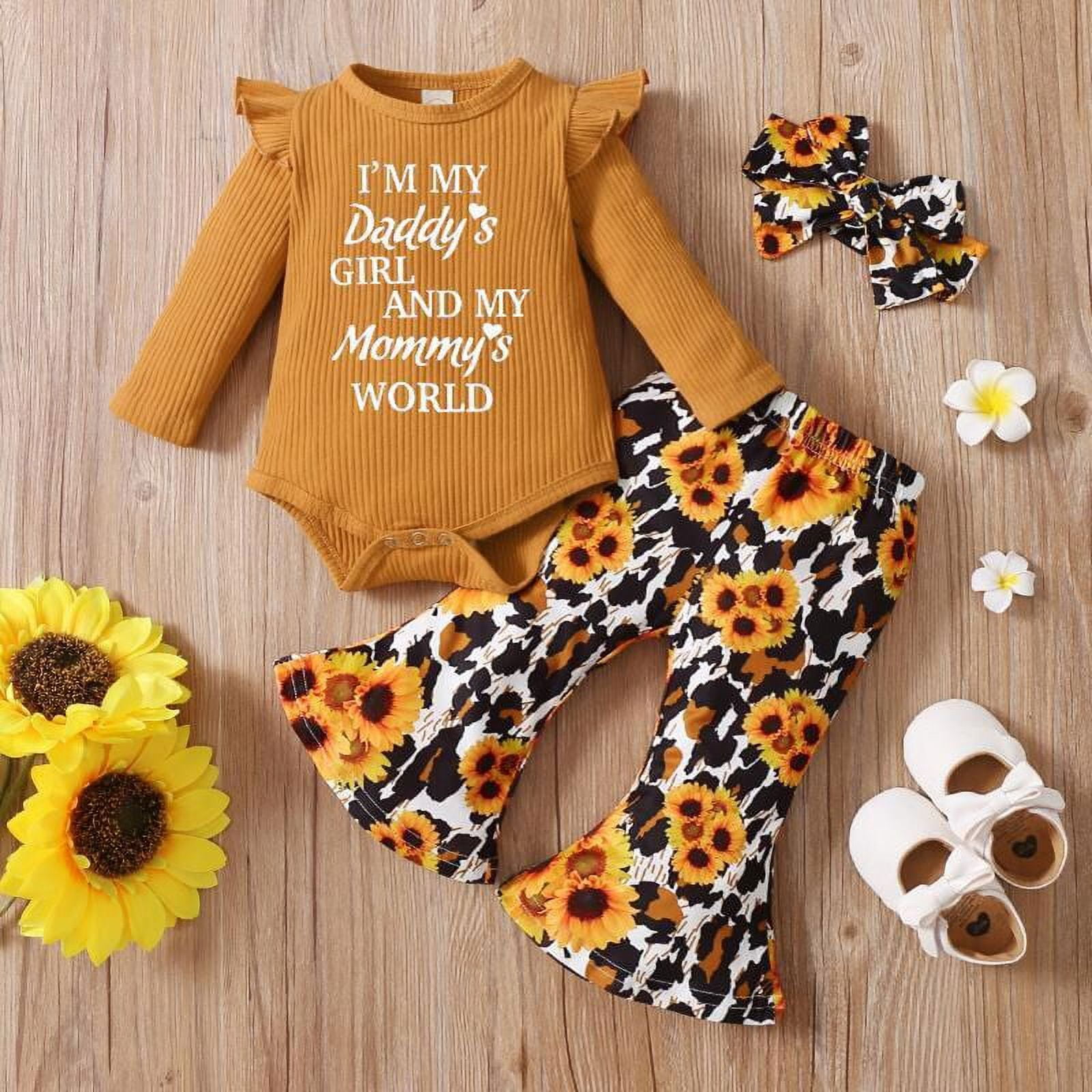 3pcs Baby Girl Clothes Infant Cotton Outfits - Avocado/sunflower
